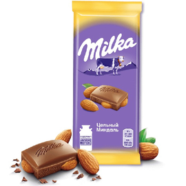 Шоколад Милка цельный миндаль 100гр (1*20*4)